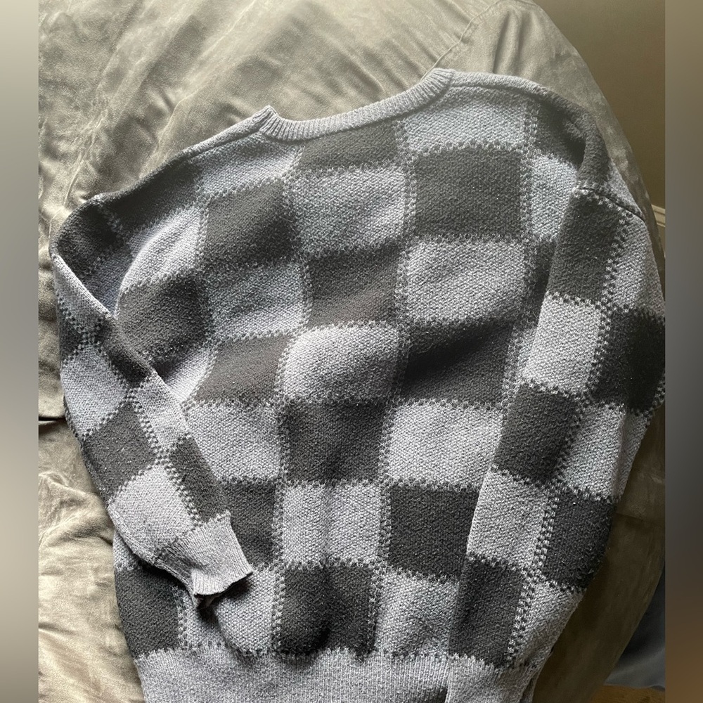 Black and Gray Checkerboard Sweater